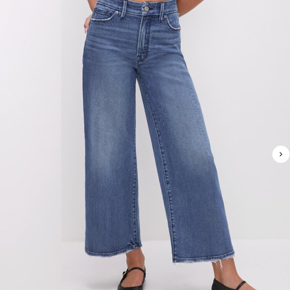 Good American Good Waist Palazzo Crop Jeans